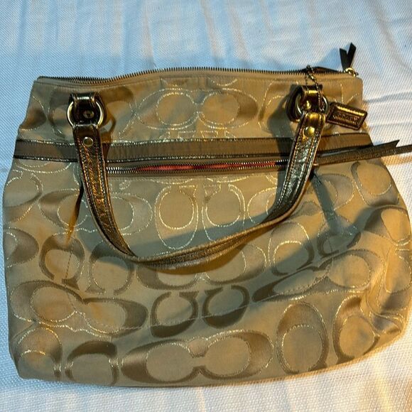 Coach Poppy Metallic Gold 18978 Large Bag - Picture 2 of 14